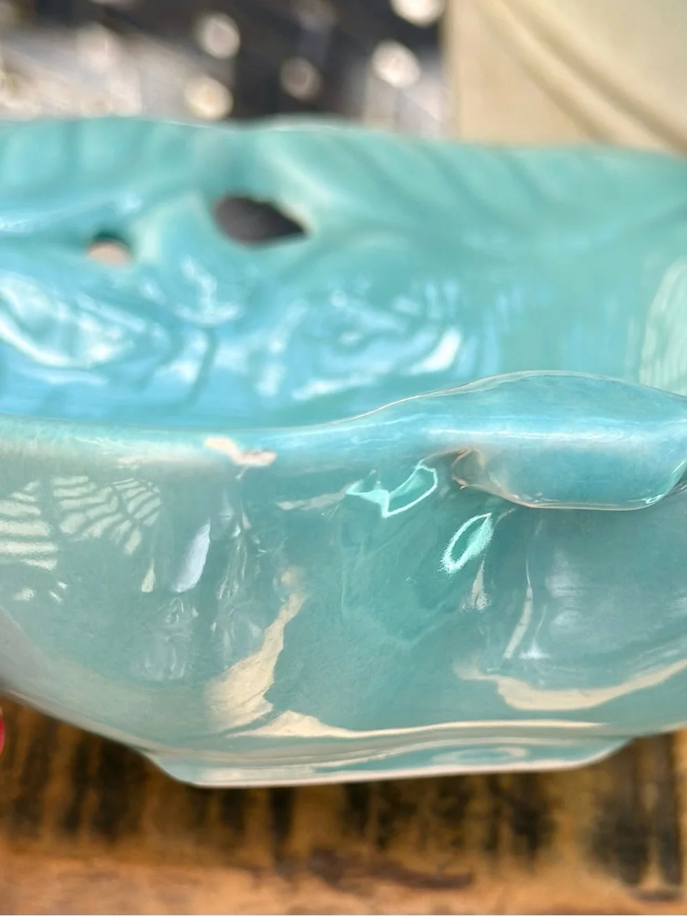 Vintage Hoenig California 734 Turquoise Apple Dishes Set 6 MCM USA Pottery